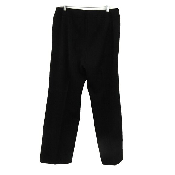OSCAR DE LA RENTA Dress Pants Women Petite 14 Black Straight Leg Classic Slacks - Picture 2 of 6